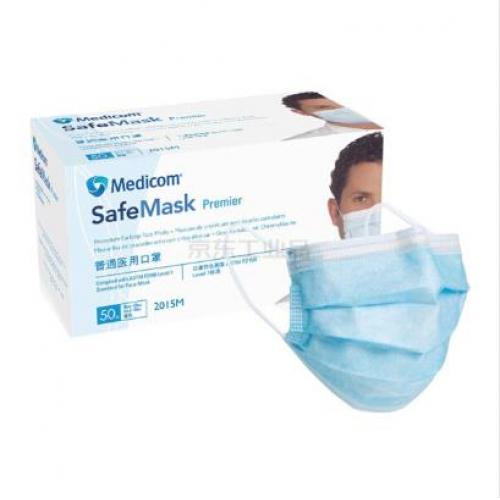 麦迪康/Medicom 一次性三层口罩 蓝色 非独立装 50只/盒；2015M